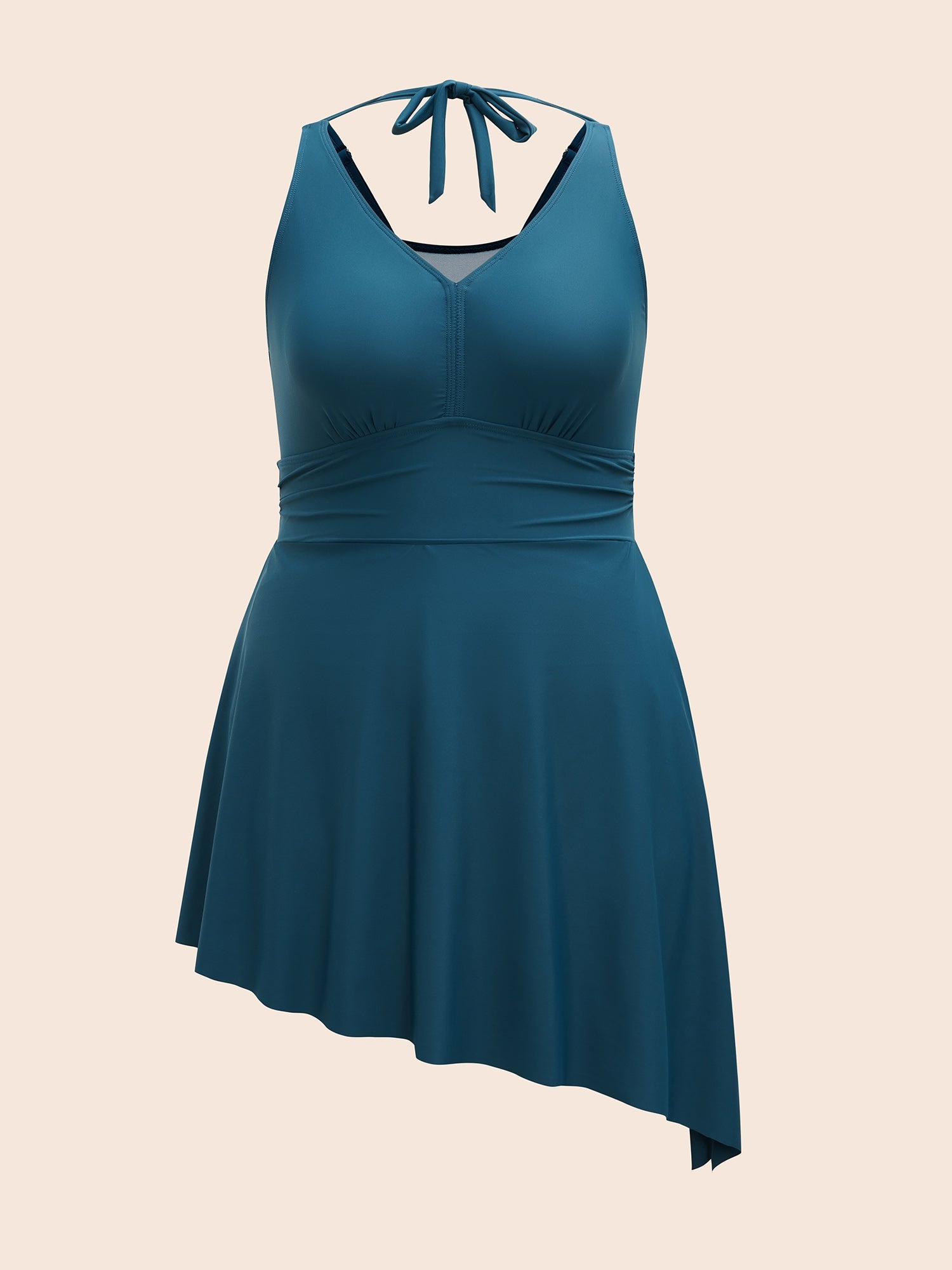 Side-Tie Halter Neck Pockets Swim Dress