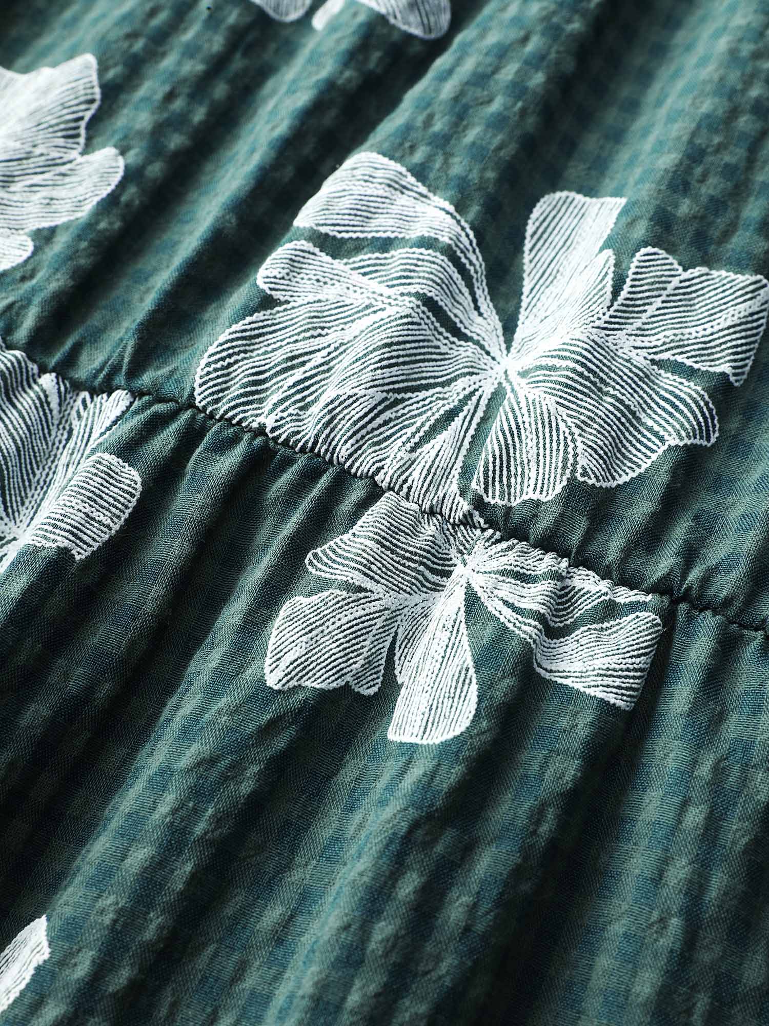 Floral Plaid Print Puffy Sleeve Midi Dress