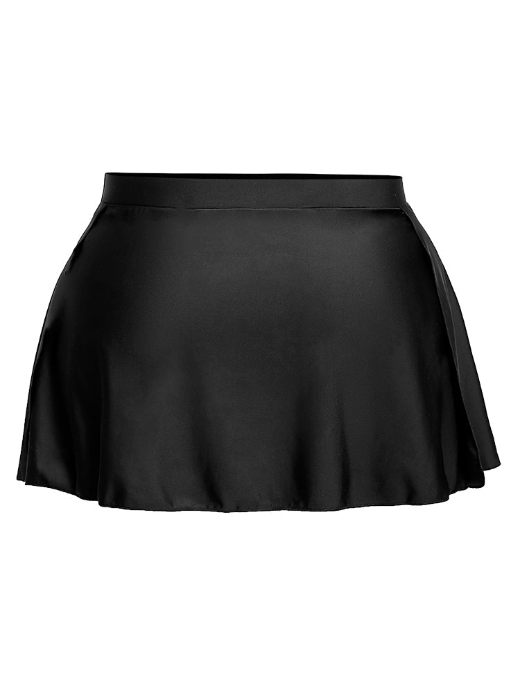 Plain High Waist Split Hem Swim Skirt