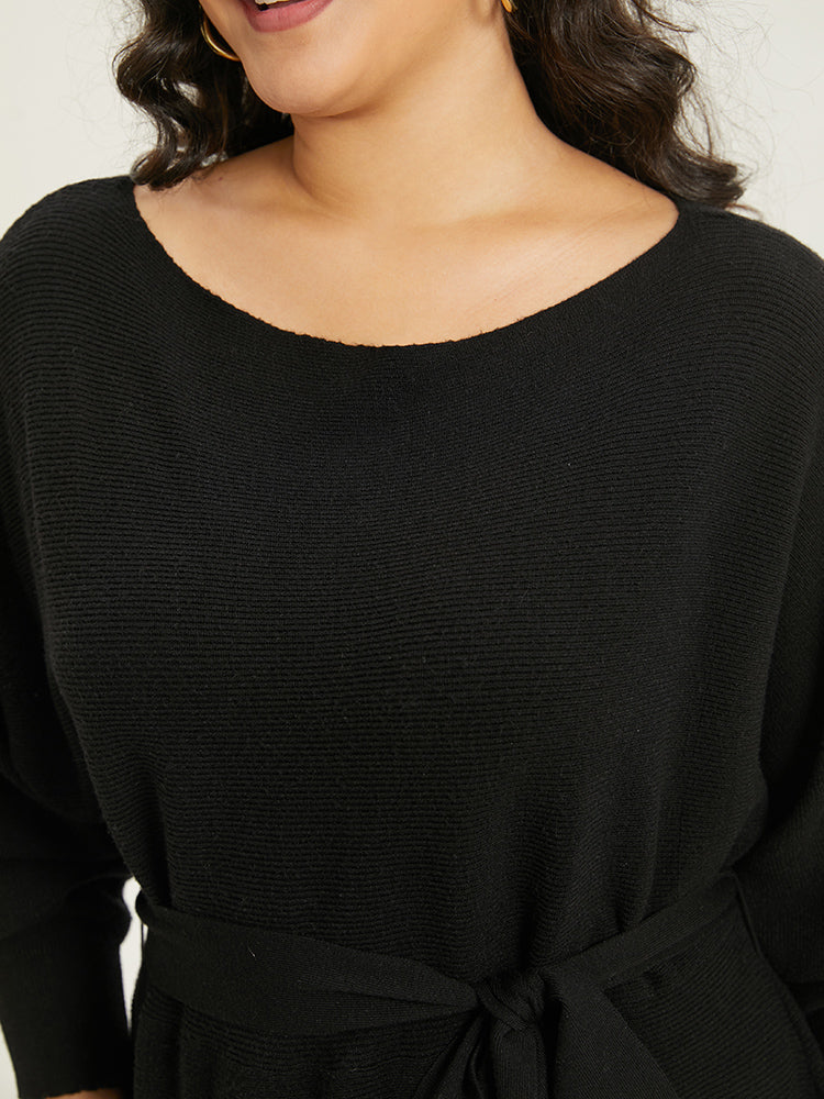 Supersoft Essentials Boat Neck Belted Sweater Dress