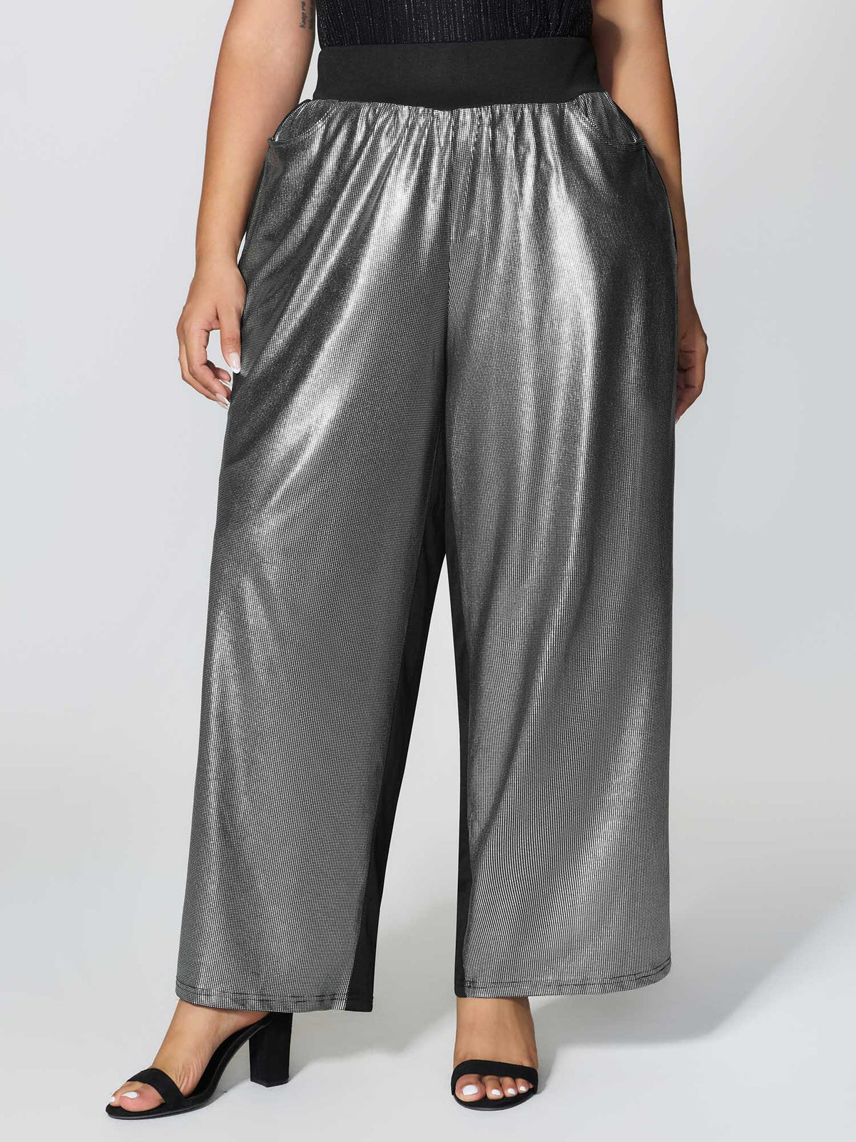 Sequin Stretchy Color Contrast Pants