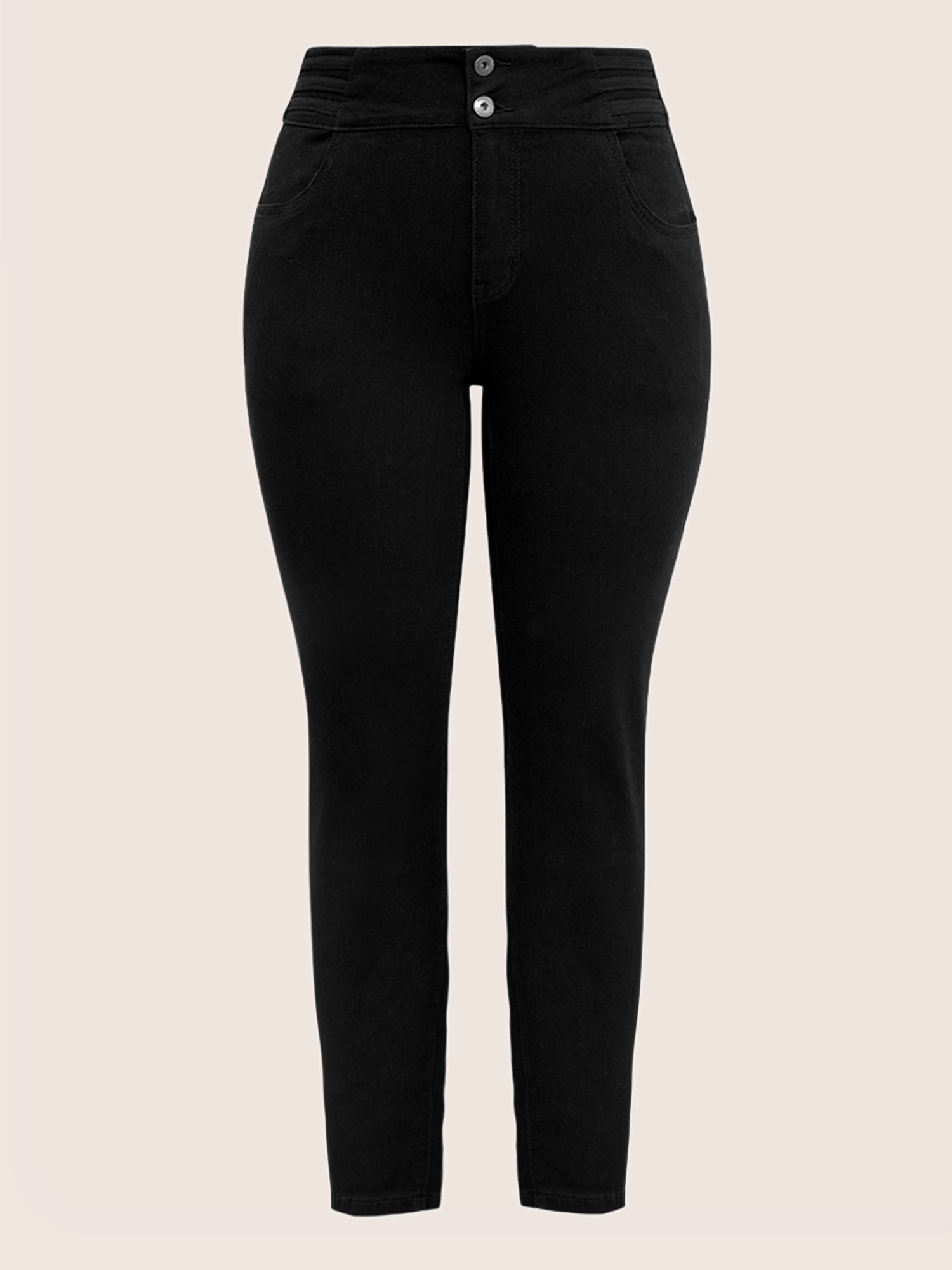 Black Wash Button Through Skinny Jeans