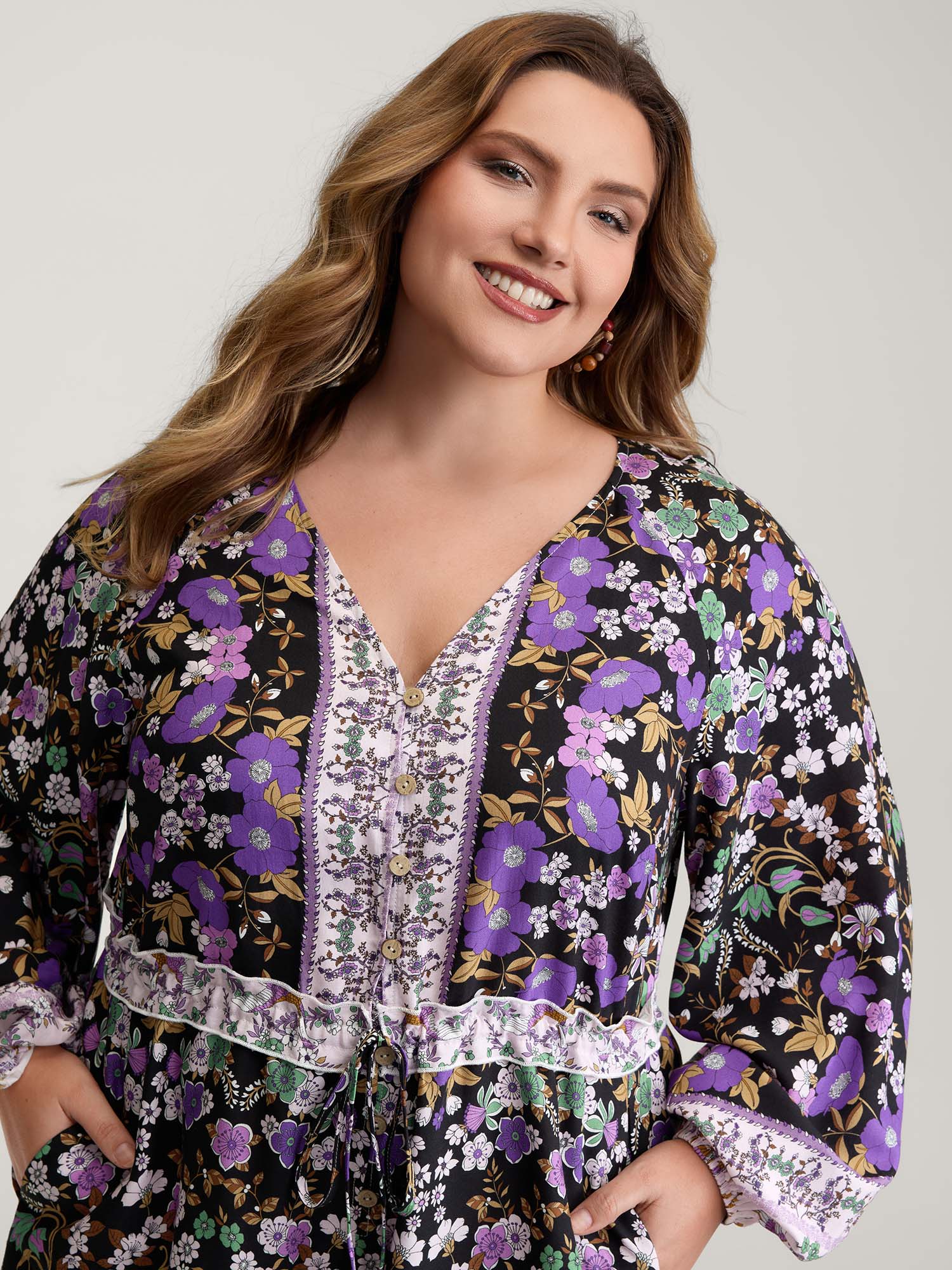 Floral Print Contrast Ruffled Trim Romper