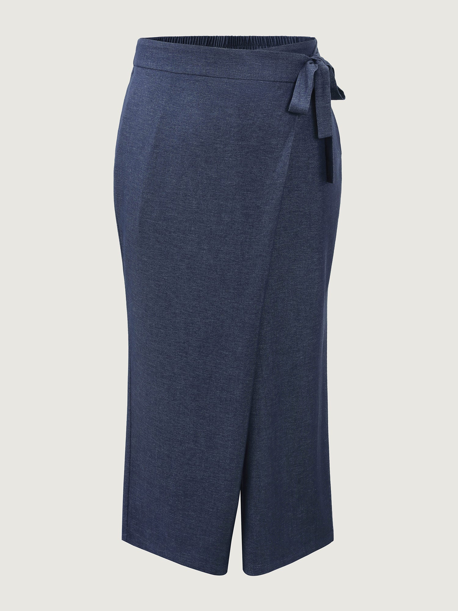 Asymmetrical Belted Denim-Like Pants