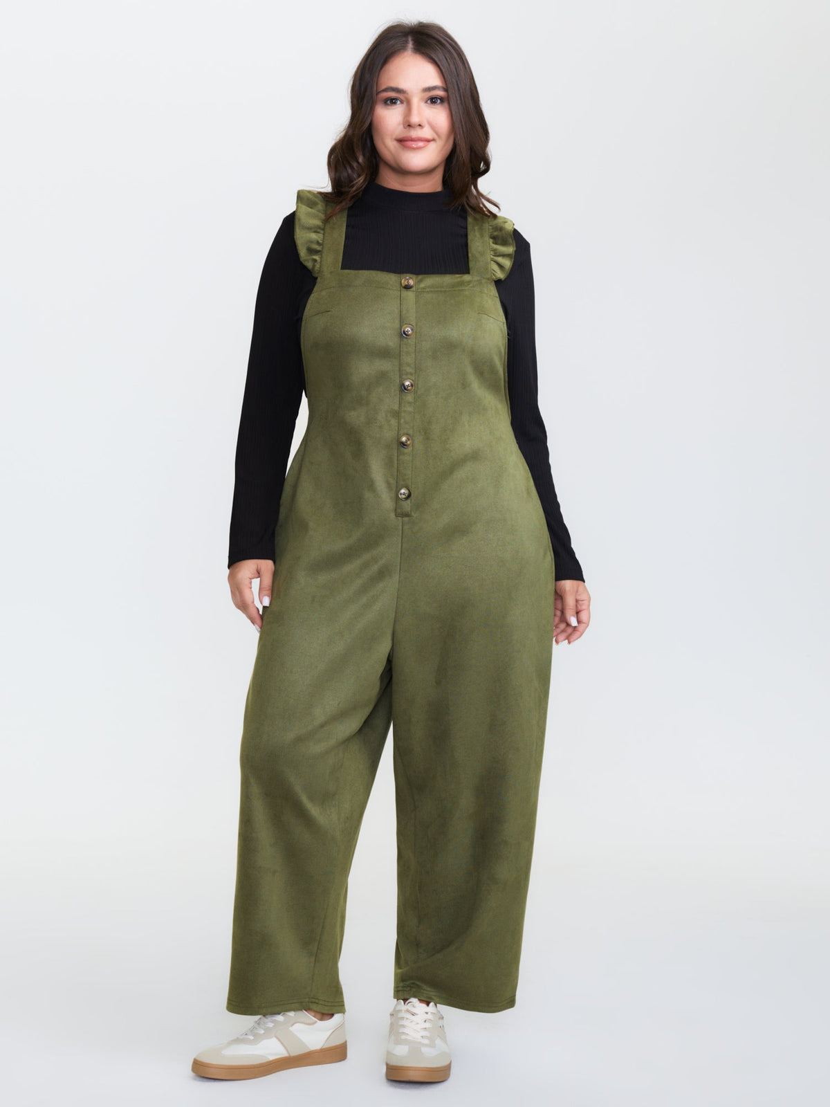 Suede Adjustable Ruffled Jumpsuit