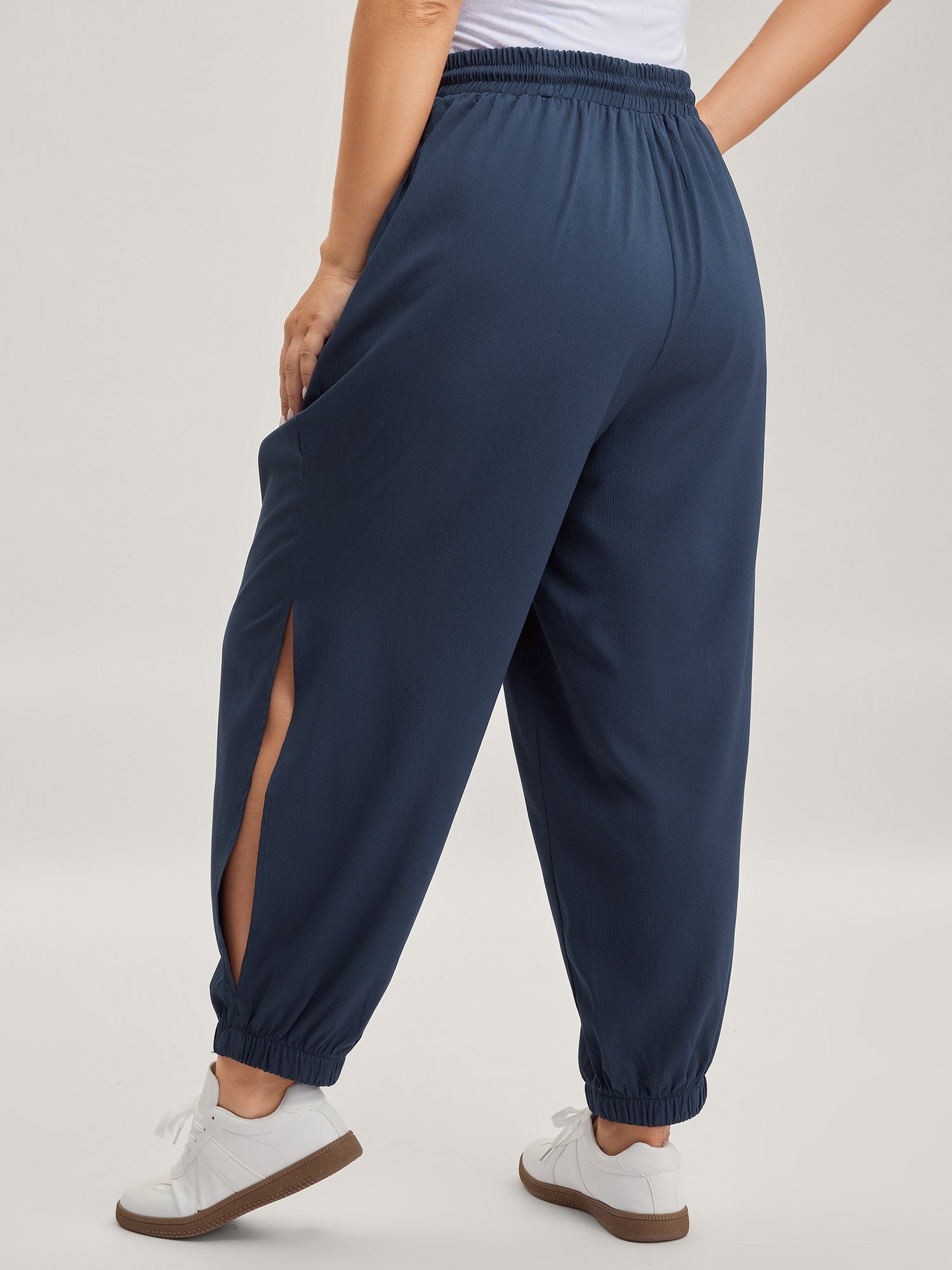 Side Slit Waist-Drawstring Jogger Pants