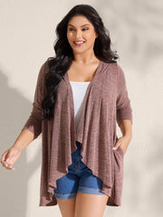 Asymmetrical Hem Front-Open Hooded Jacket