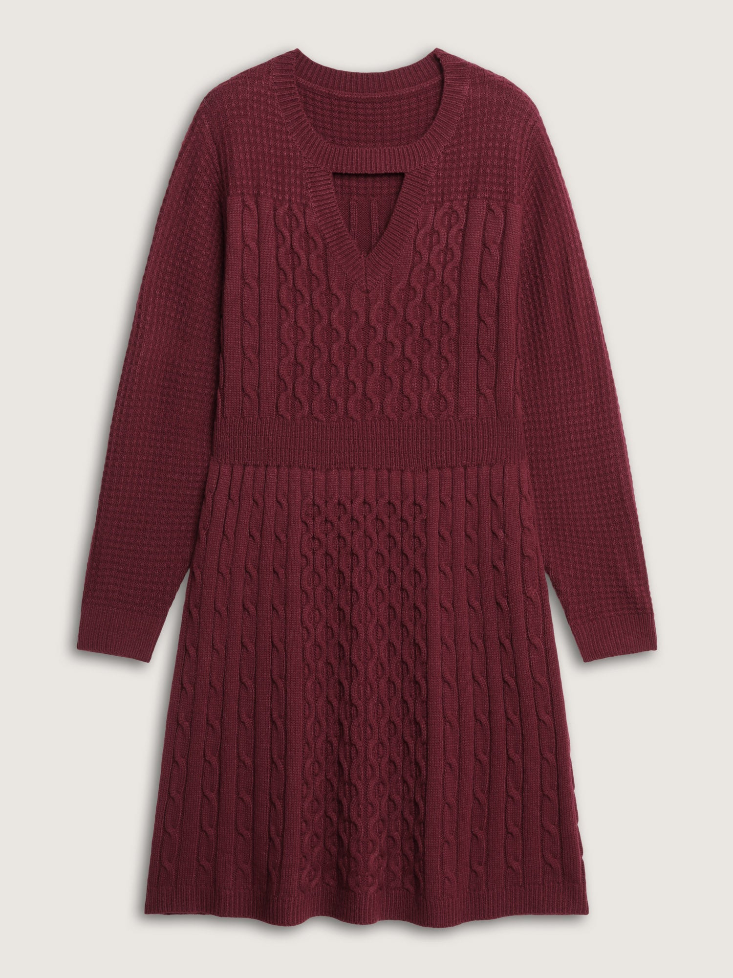 Cable Knit Textured Cut-Out Sweater Dress
