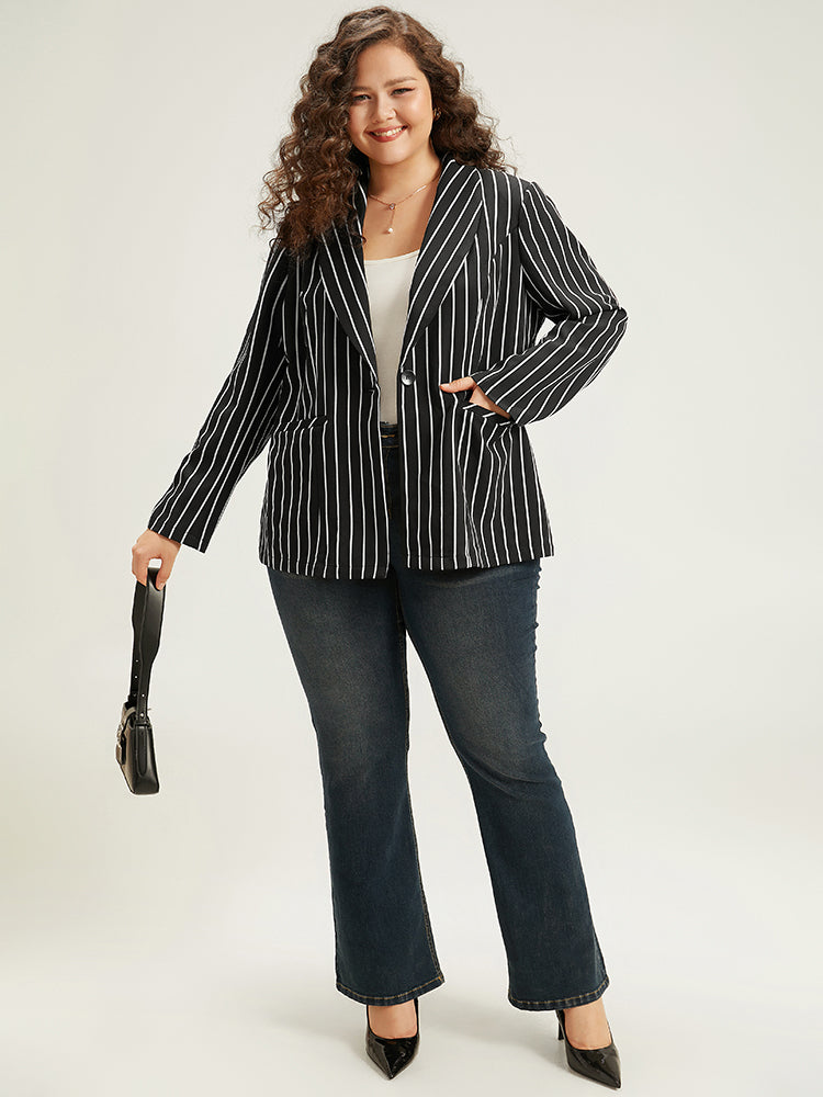 Striped Suit Collar Button Up Blazer