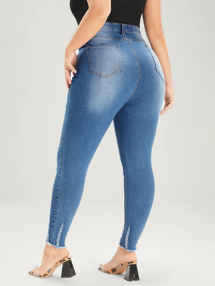 Skinny Very Stretchy Mid Rise Medium Wash Pocket Jeans