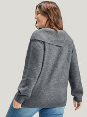 Solid Pointelle Knit Foldover Off Shoulder Knit Top