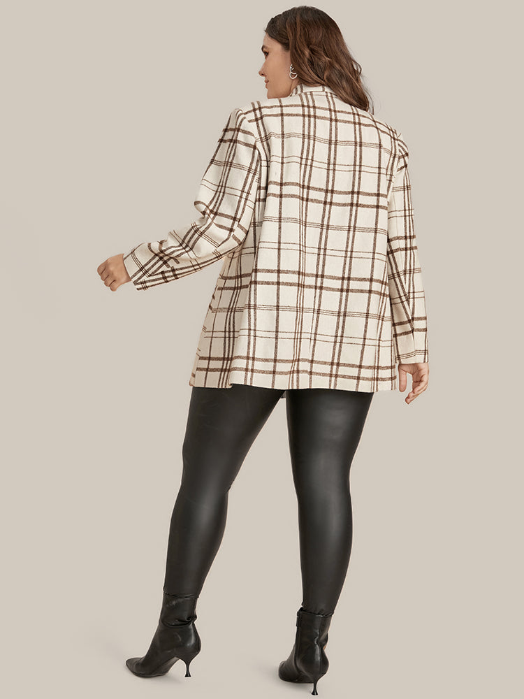 Plaid Suit Collar Button Down Pocket Blazer