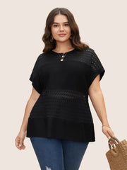 Solid Cut Out Patchwork Split Hem T-shirt