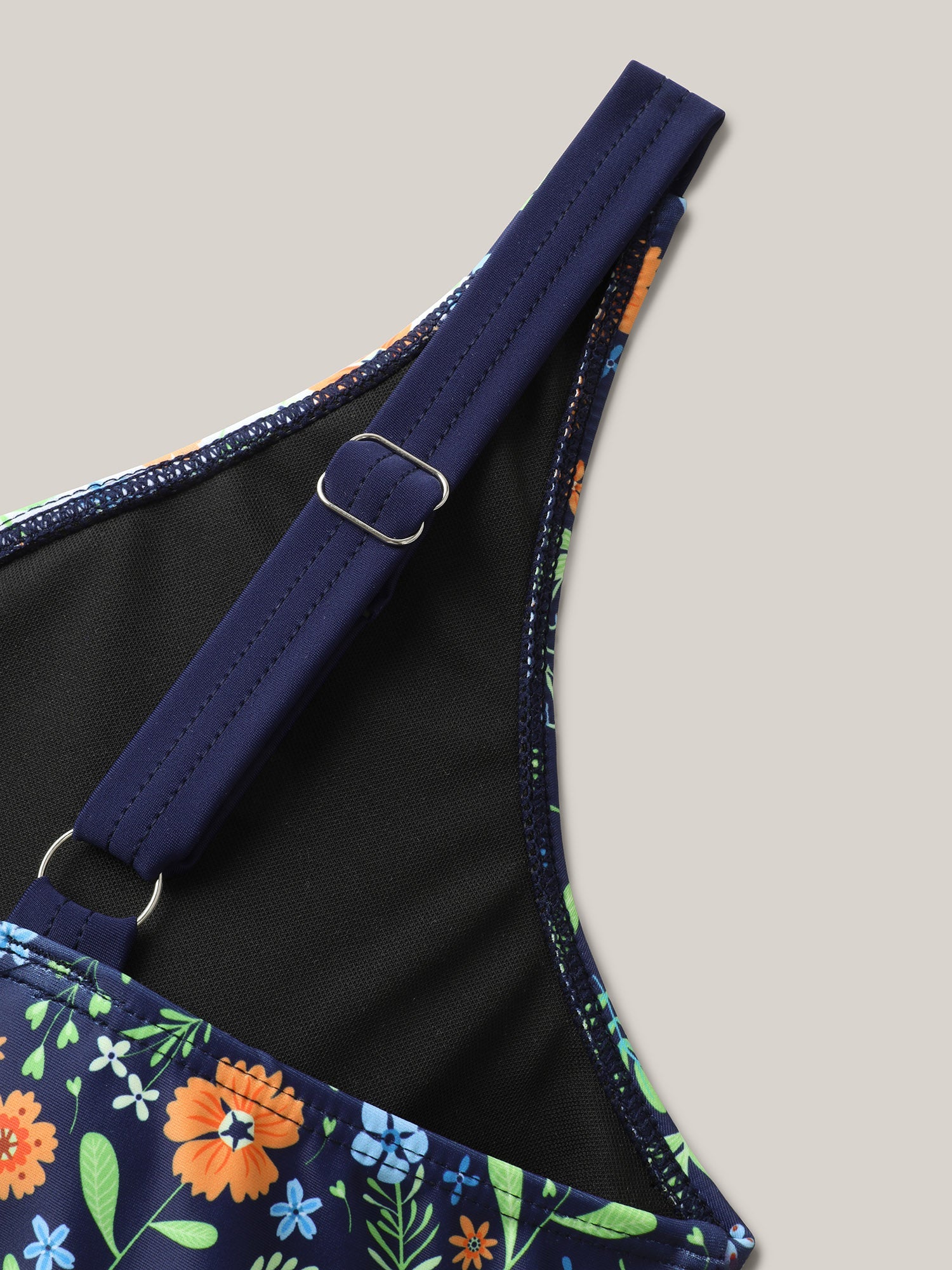 Floral Print Ruffled Lace One-Piece Swimsuit