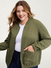 Floral Textured Zipper Front Jacket