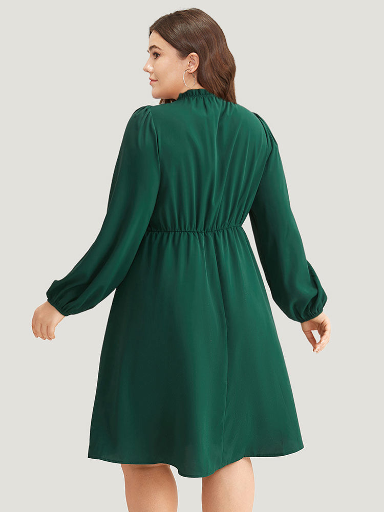 Anti-Wrinkle Frill Trim Elastic Cuffs Dress