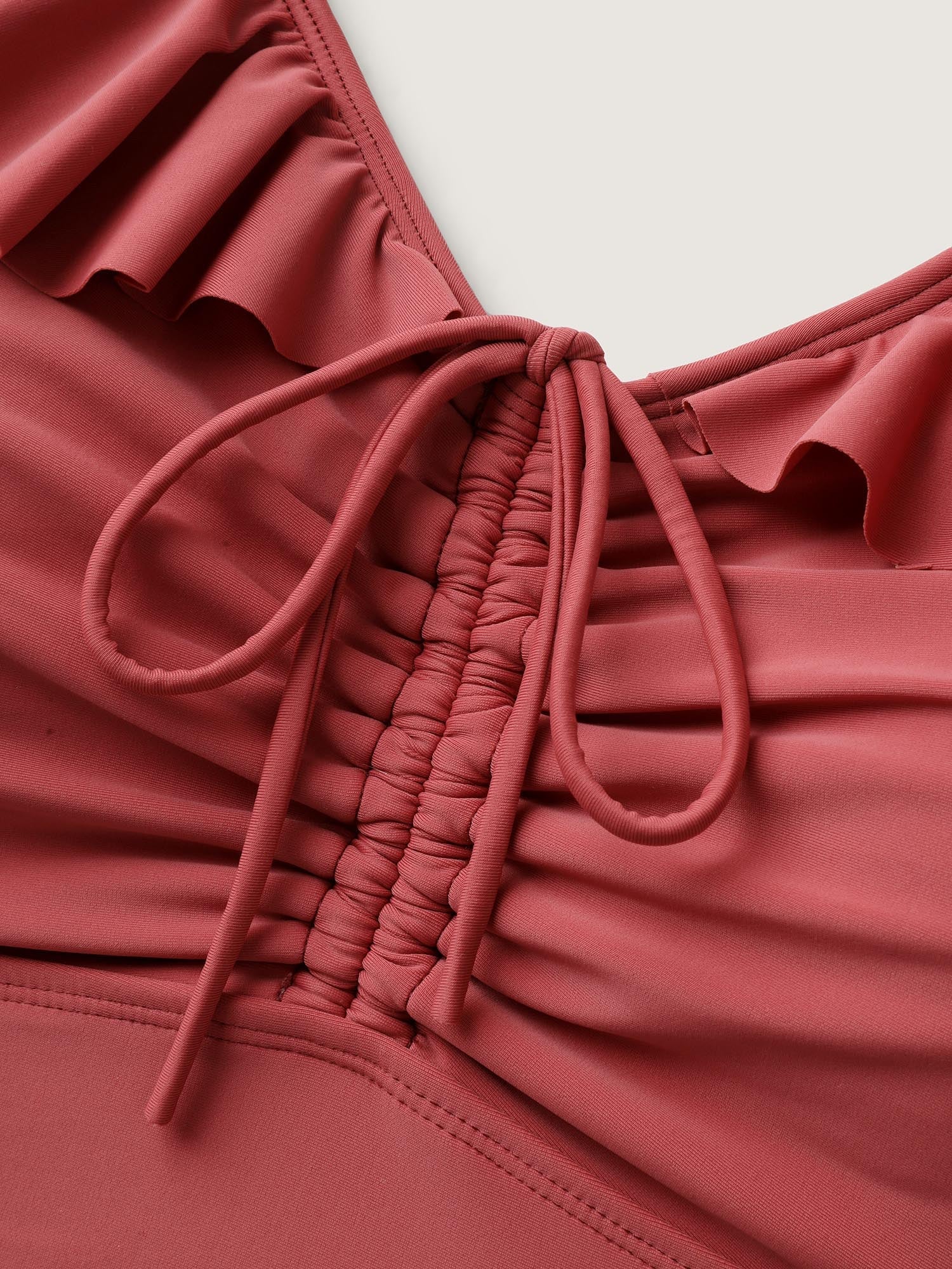 Ruffled Drawstring Bodice Swim Top