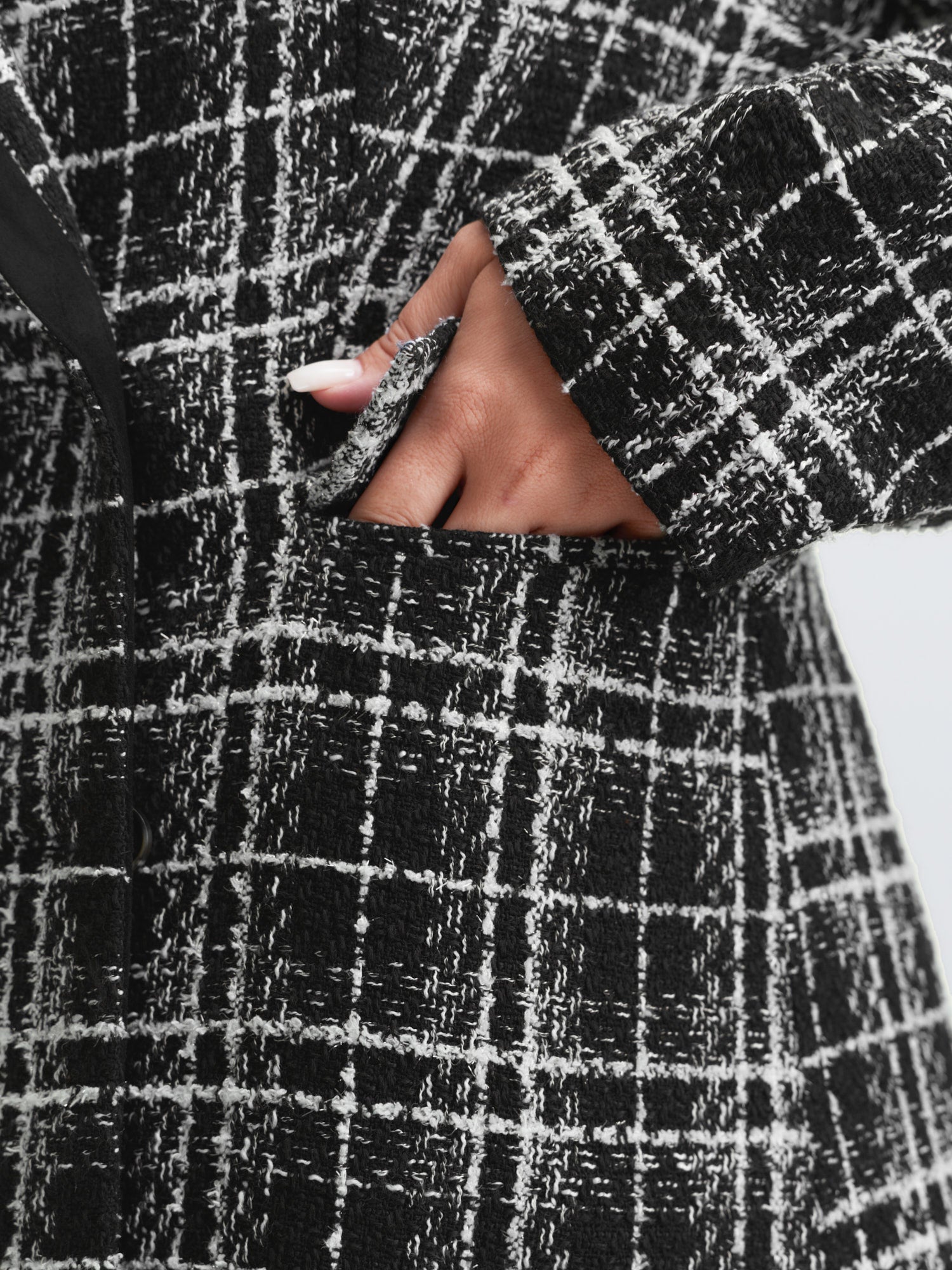 Tweed Print Lined Double Breasted Blazer