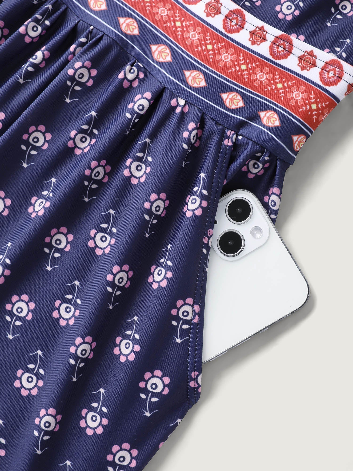 Floral Print Contrast Swim Romper