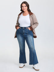 Stretchy Seamed Mid-Rise Flared Jeans