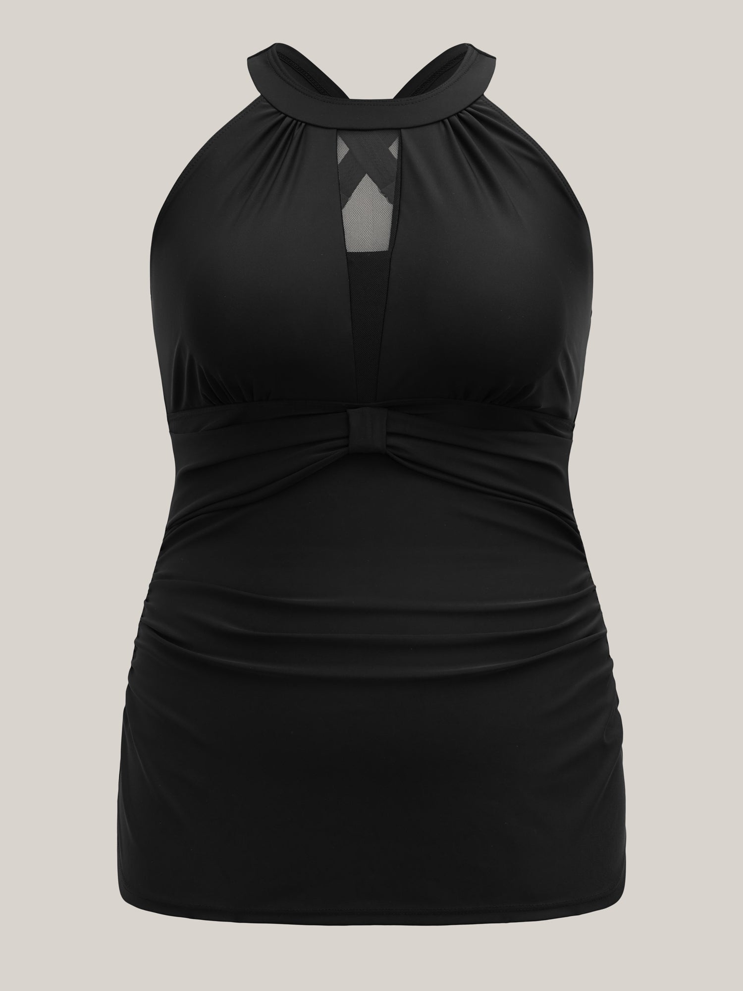 Sheer Ruched Adjustable Straps Swim Top