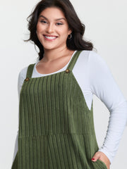 Textured Knit Adjustable Overall Jumpsuit