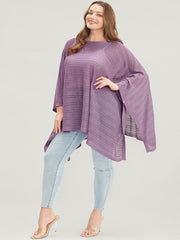 Plain Asymmetrical Hem Dolman Sleeve Knit Top