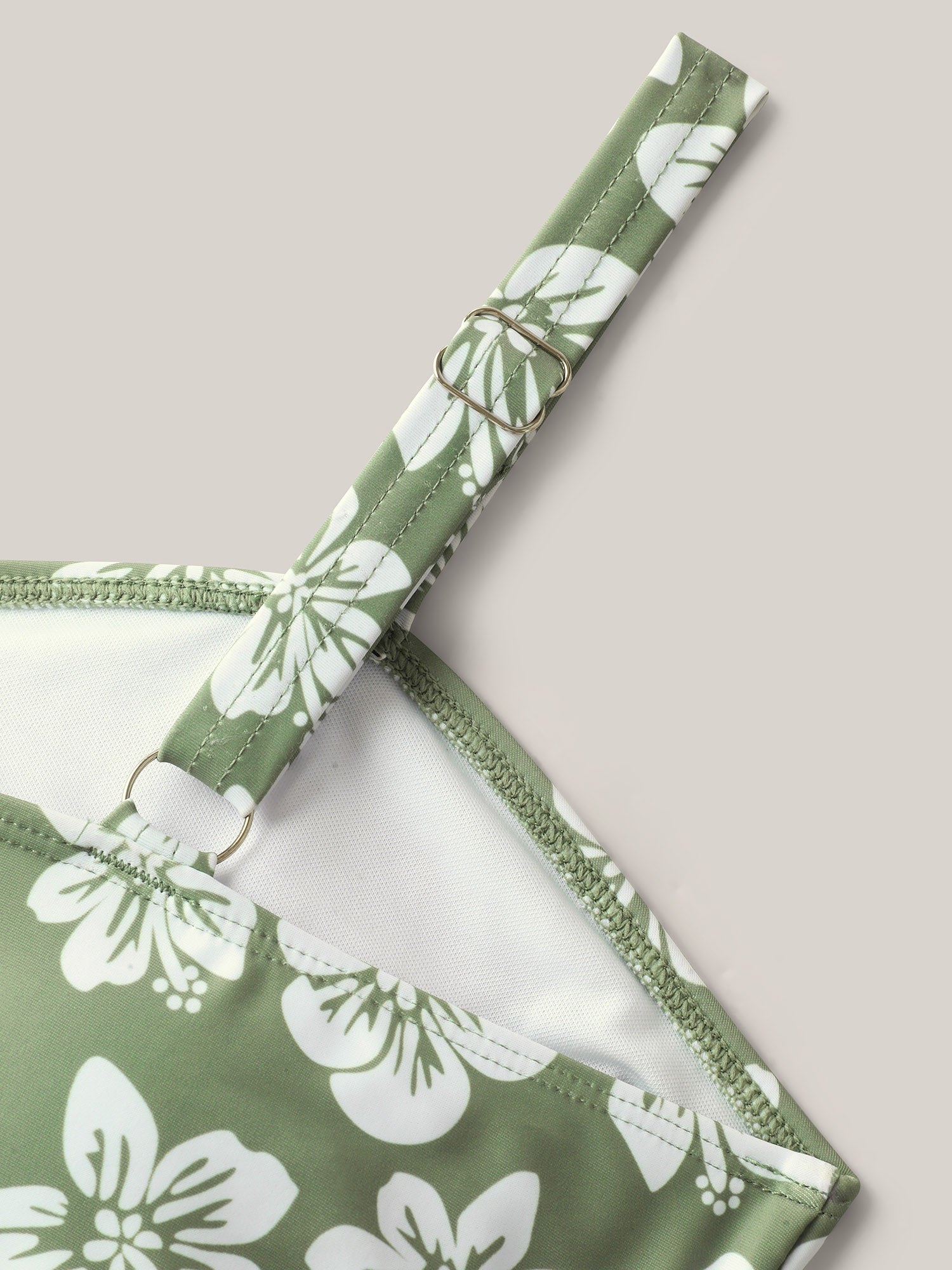 Serene Floral Pattern Pleated Swim Dress