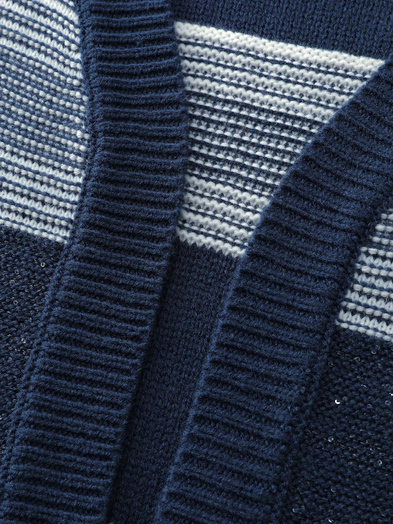 Sequin Yarn Color Stripe Knit Cardigan