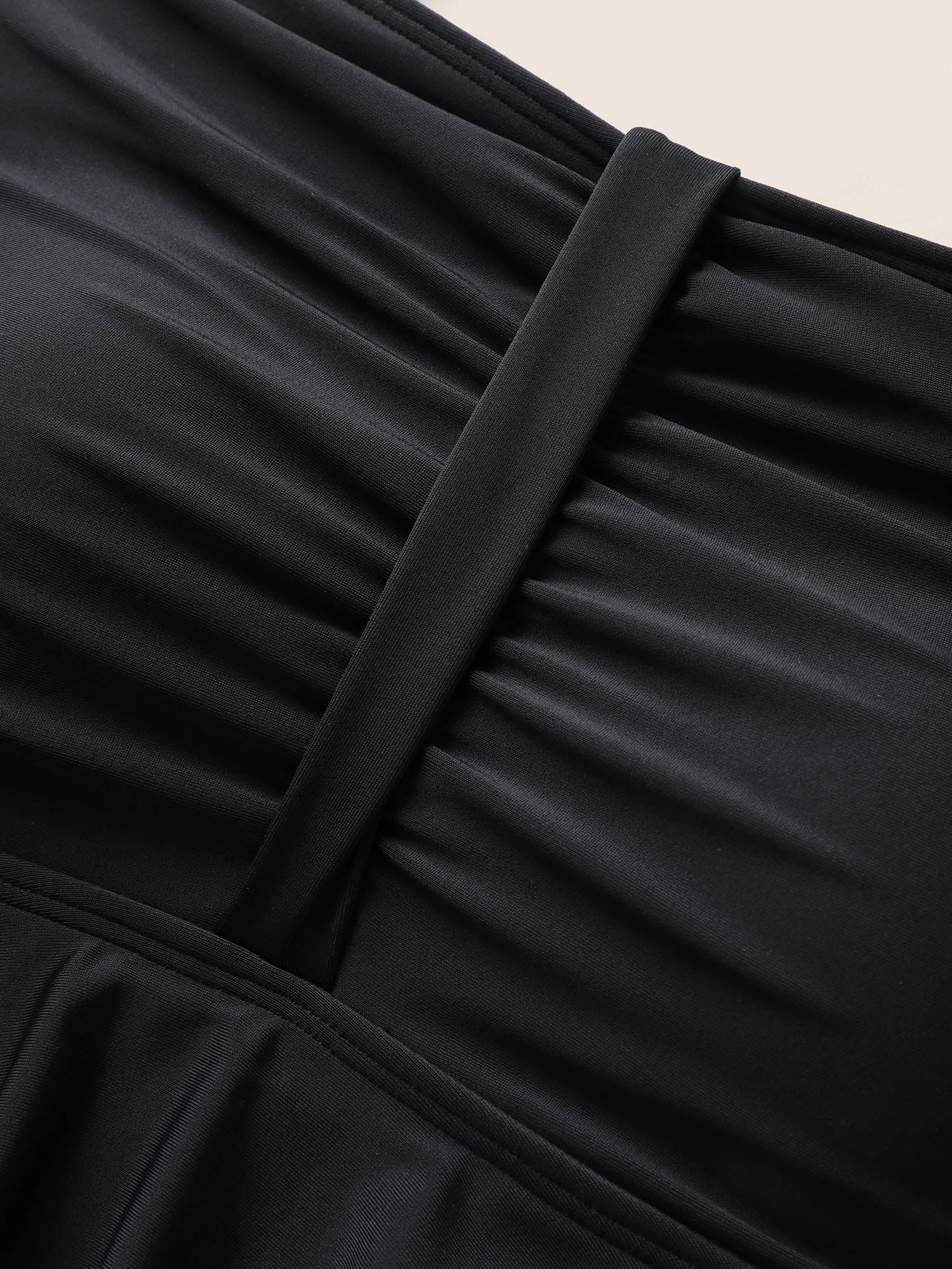 Solid Tiered Ruffles Ruched One Piece Swimsuit