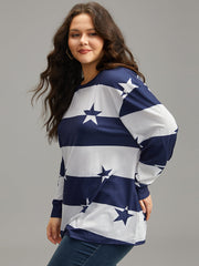 Striped & Star Contrast Crew Neck T-shirt