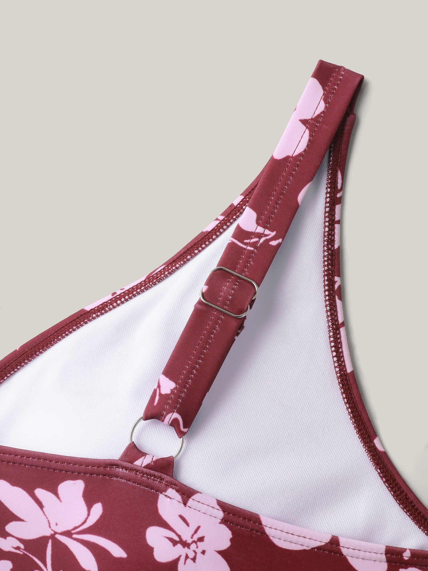 Silhouette Floral Side Drawstring One-Piece Swimsuit