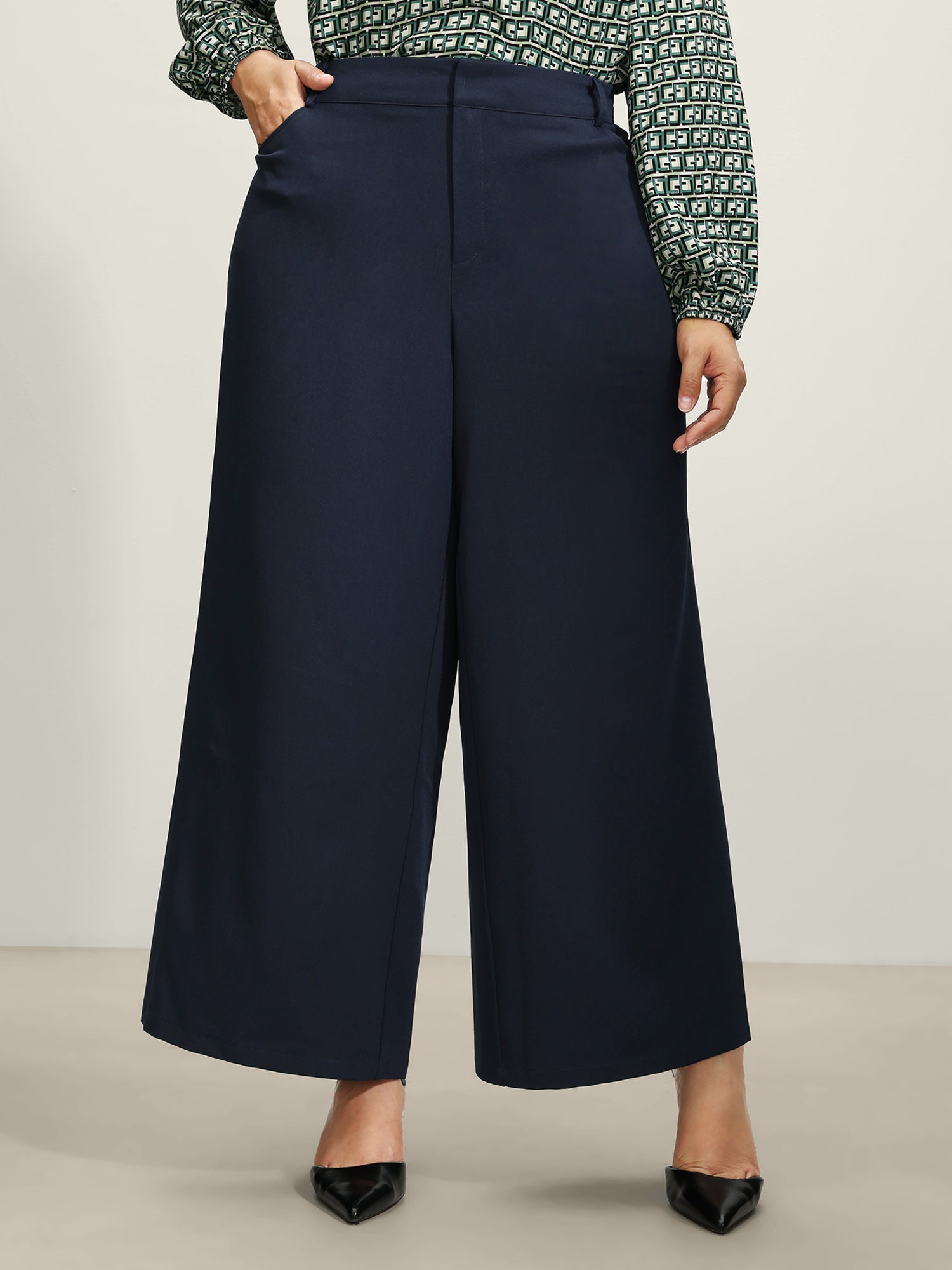 Textured Wide-Leg Button Pants – Ibelamp