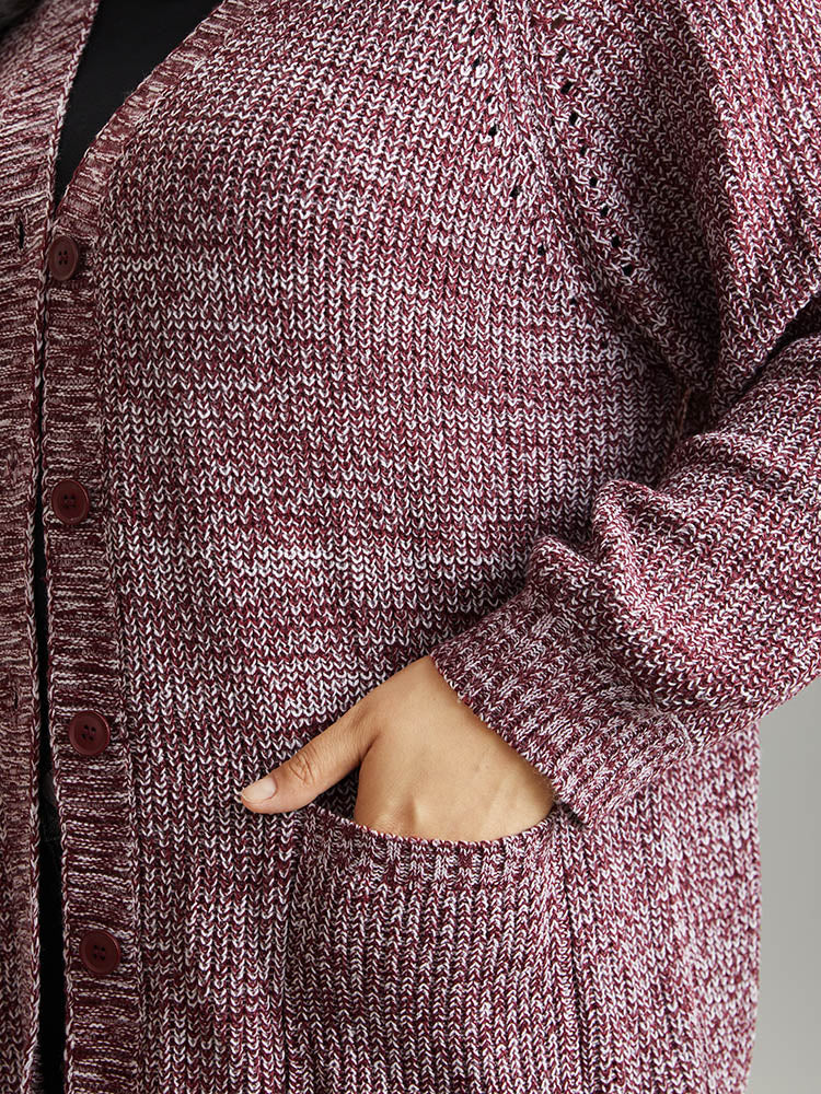 Heather Patched Pocket Open Front Cardigan