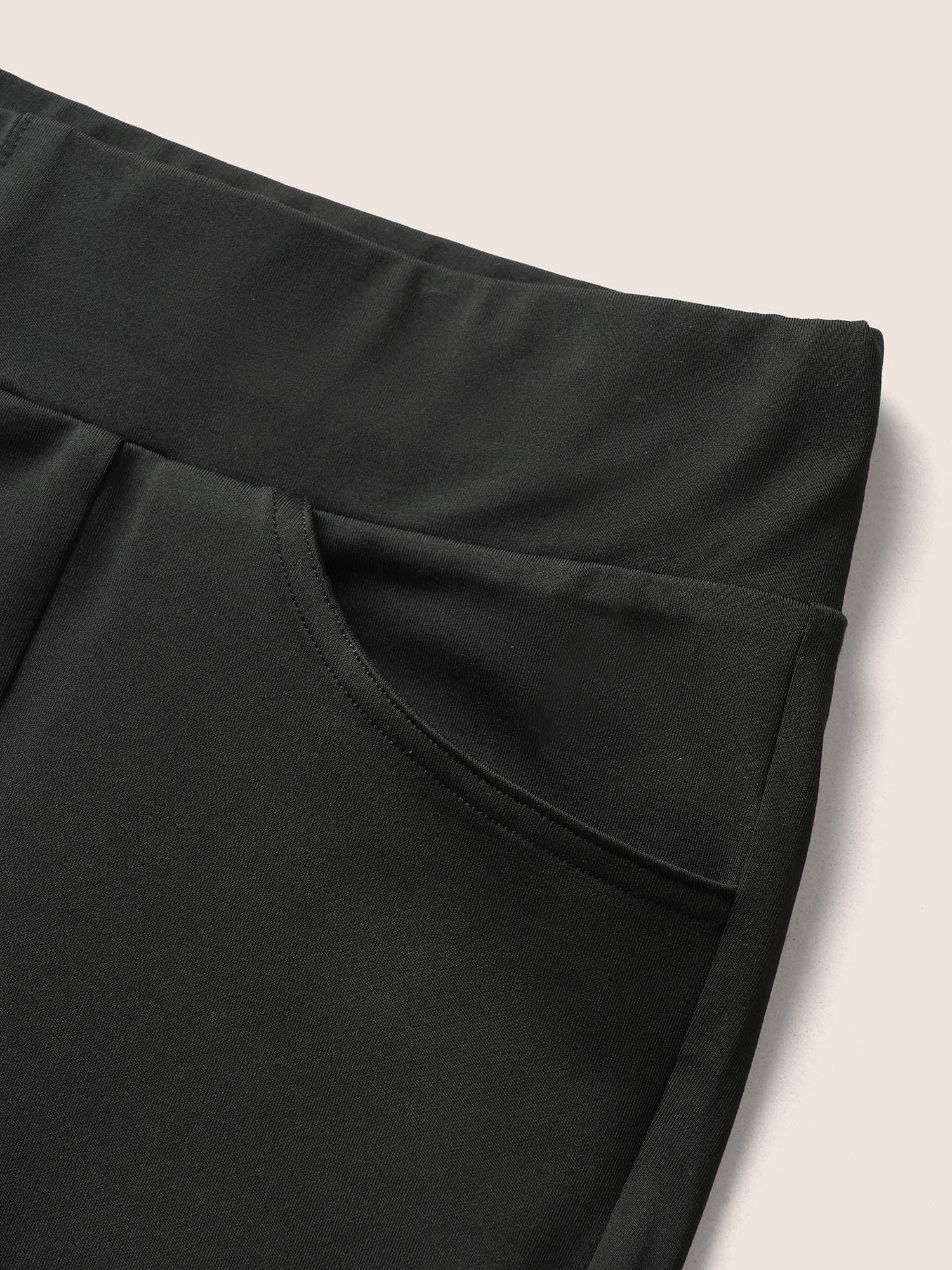 Solid Metal Chain Detail Pocket High Rise Leggings