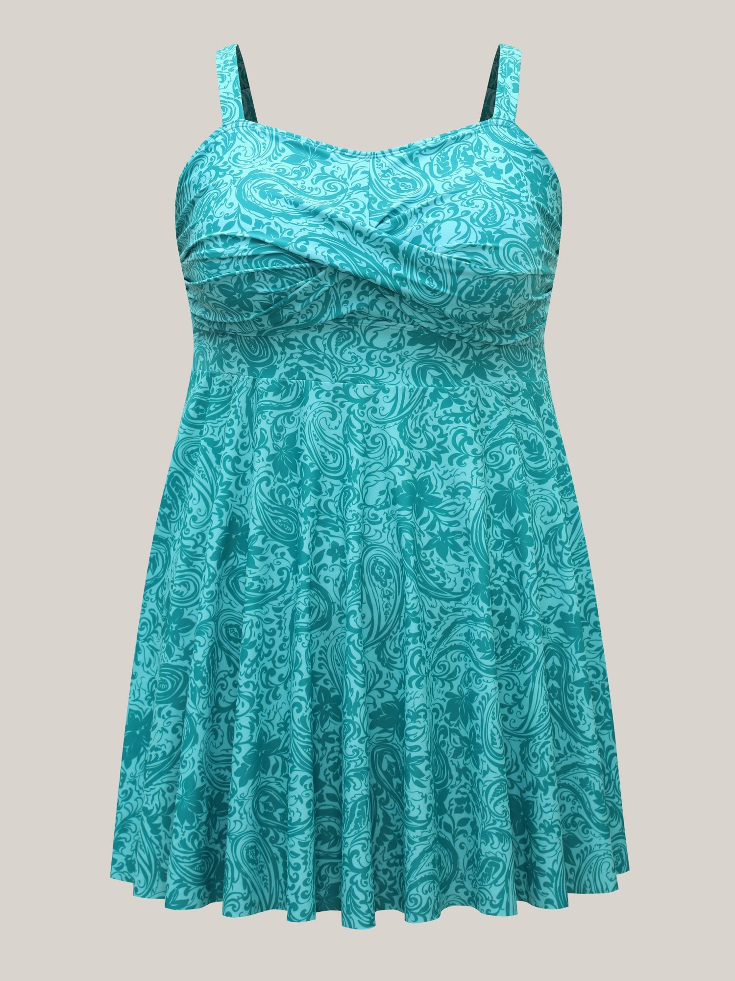 Paisley Print Twist Front Swim Dress