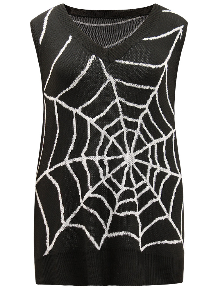 Halloween Supersoft Essentials Spider Web V Neck Sweater Vest