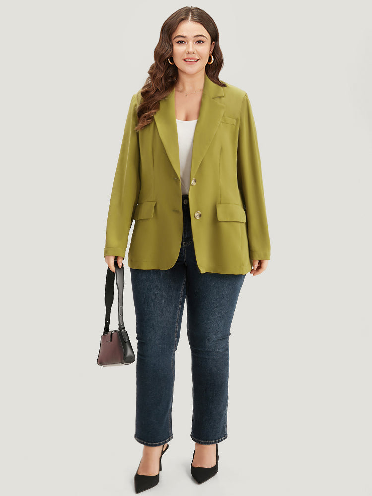 Plain Pocket Button Up Suit Collar Blazer