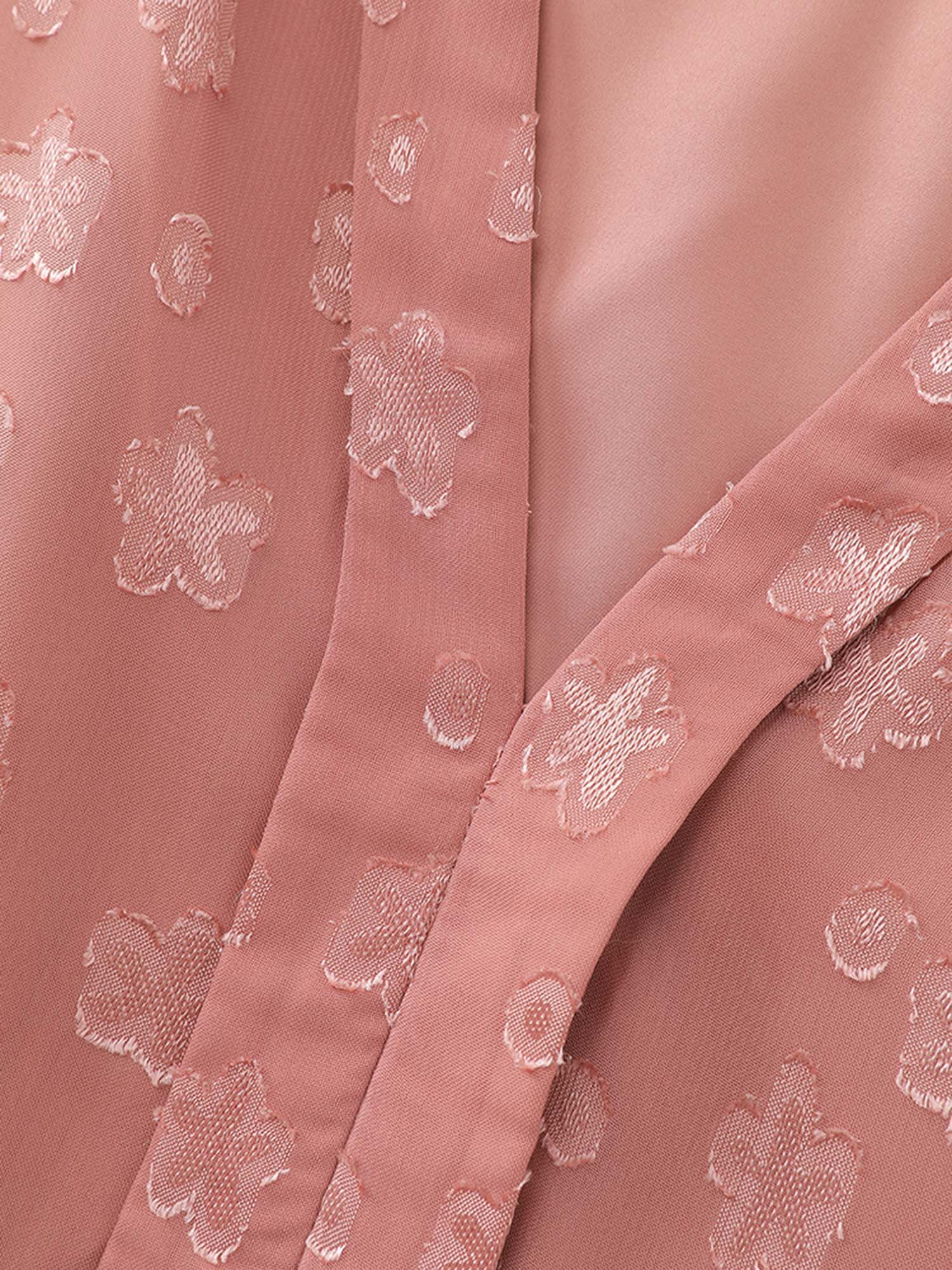 Floral Textured Layered Sleeve Sheer Mini Dress