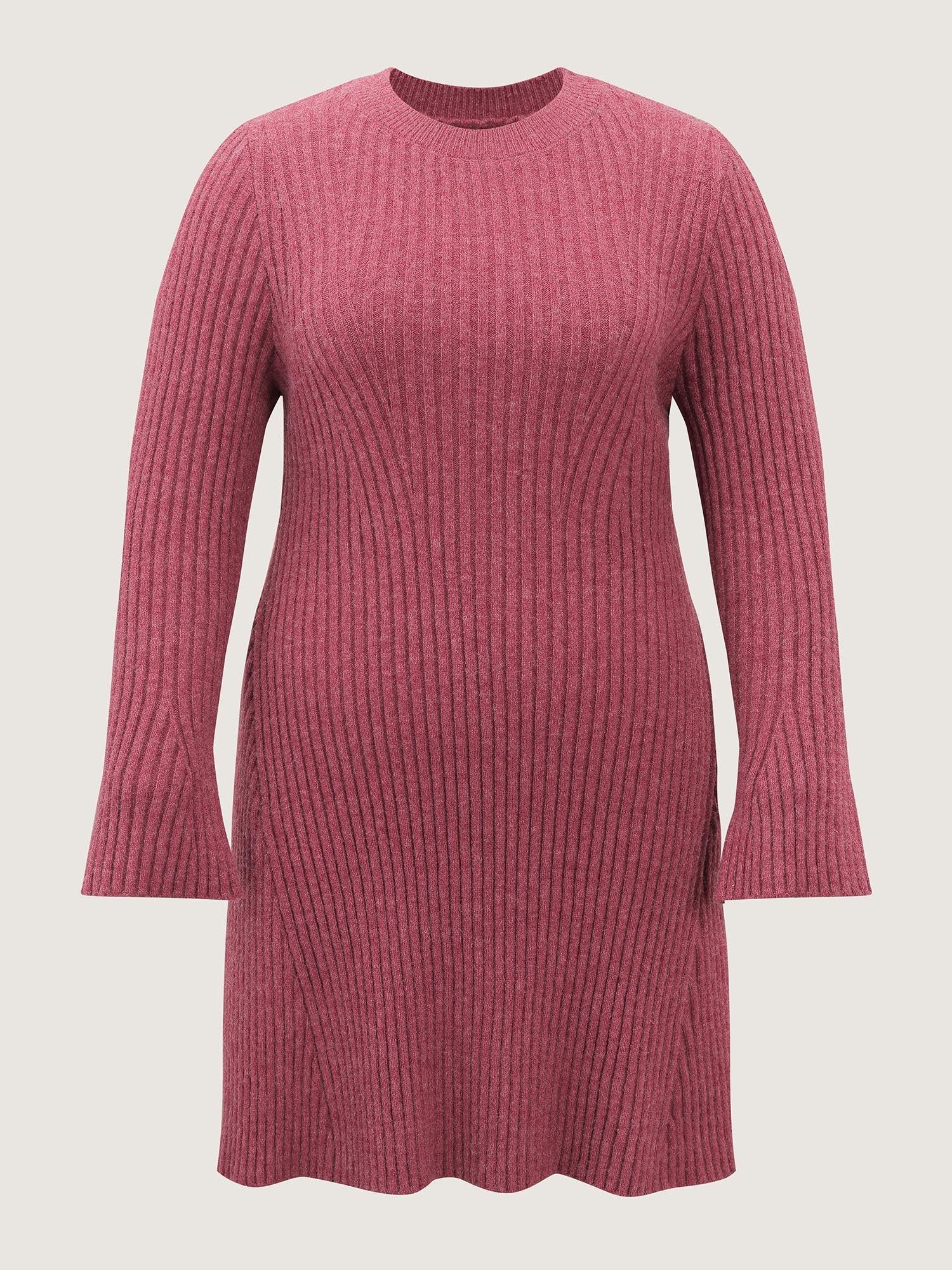 Textured Waist-Defining A-Line Sweater Dress