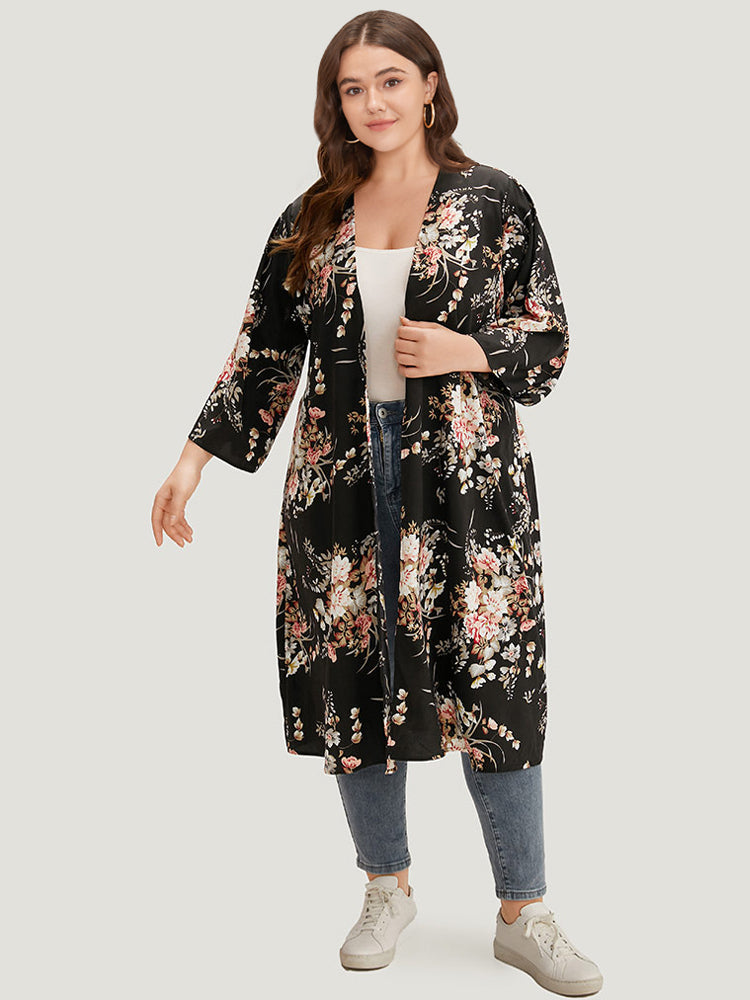 Boho Print Belted Open Front Kimono