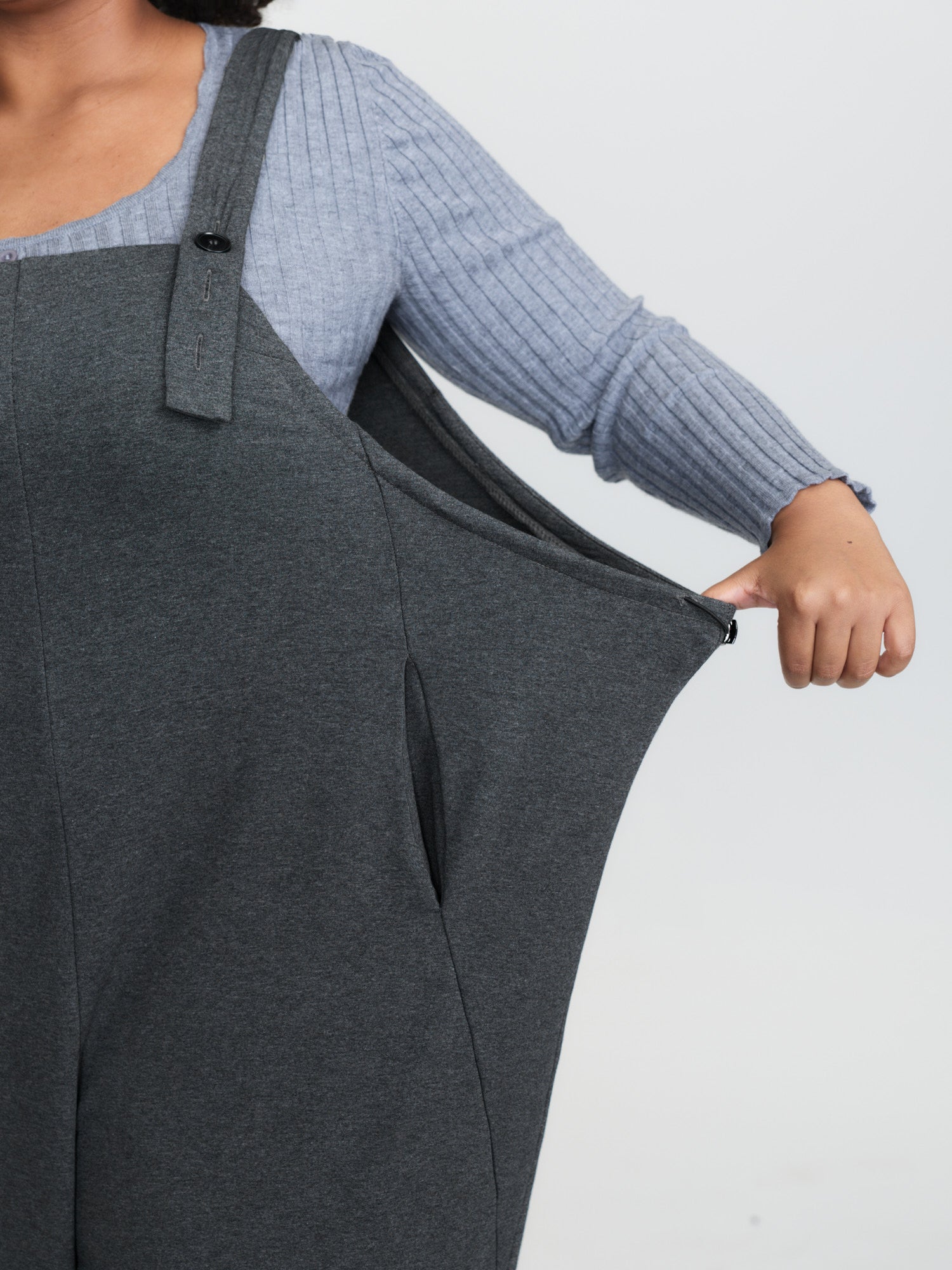 Stretchy Solid Adjustable Overall Jumpsuit