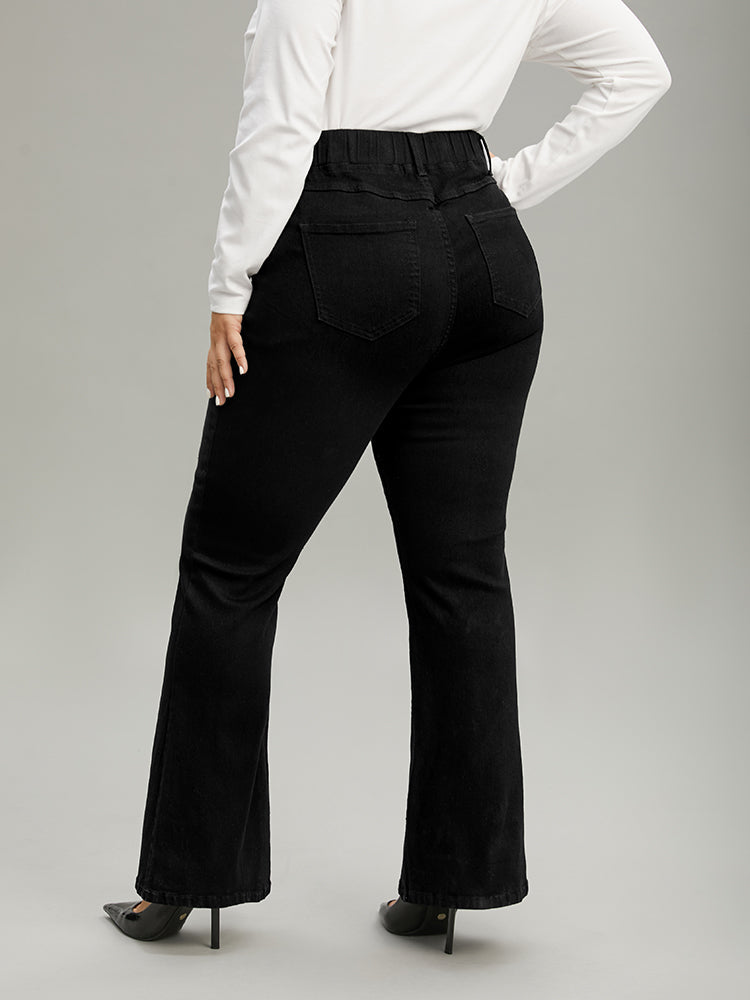 Black Wash Pocket Flare Leg Jeans