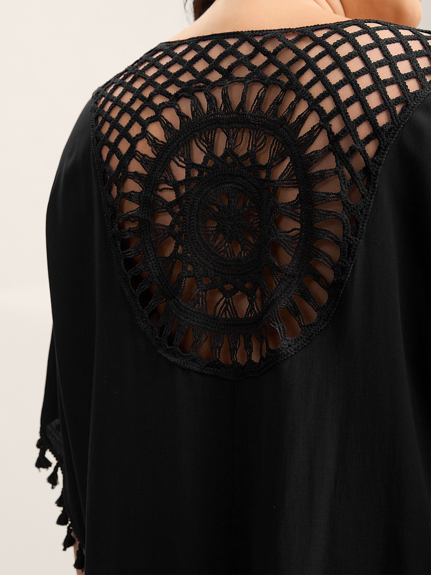 Backless Front-Tie Tassels Kimono