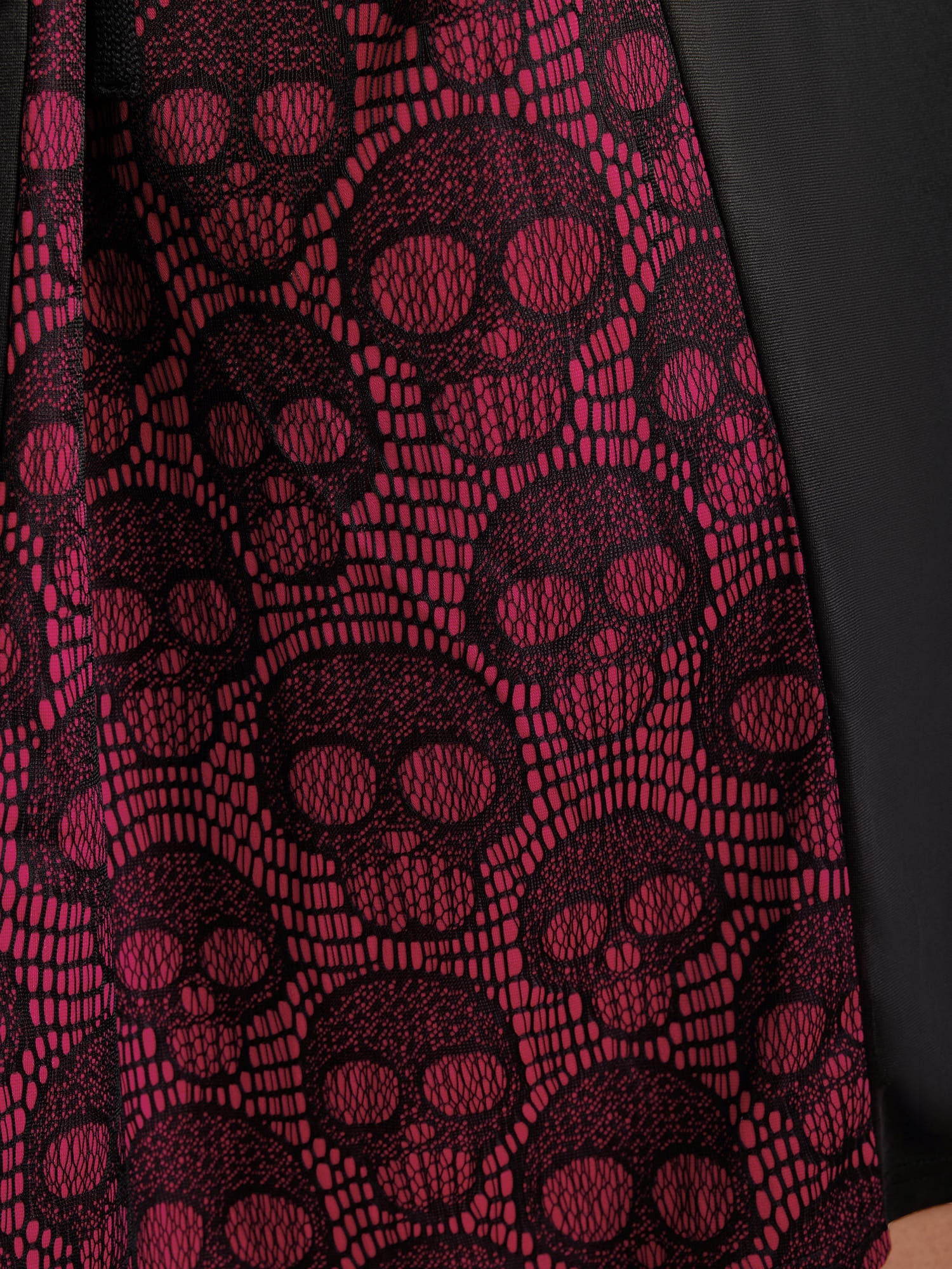 Skull Mesh Panel Cross-Tie Maxi Skirt