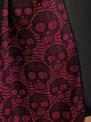 Skull Mesh Panel Cross-Tie Maxi Skirt