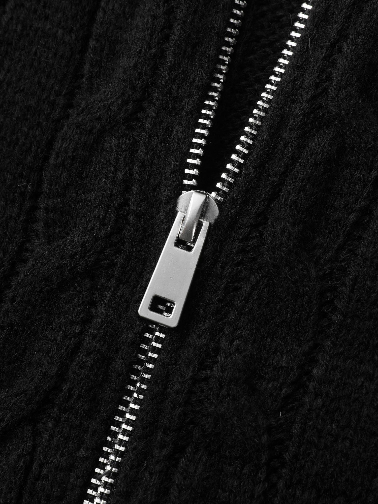 Cable Zipper Sleeveless Knit Cardigan