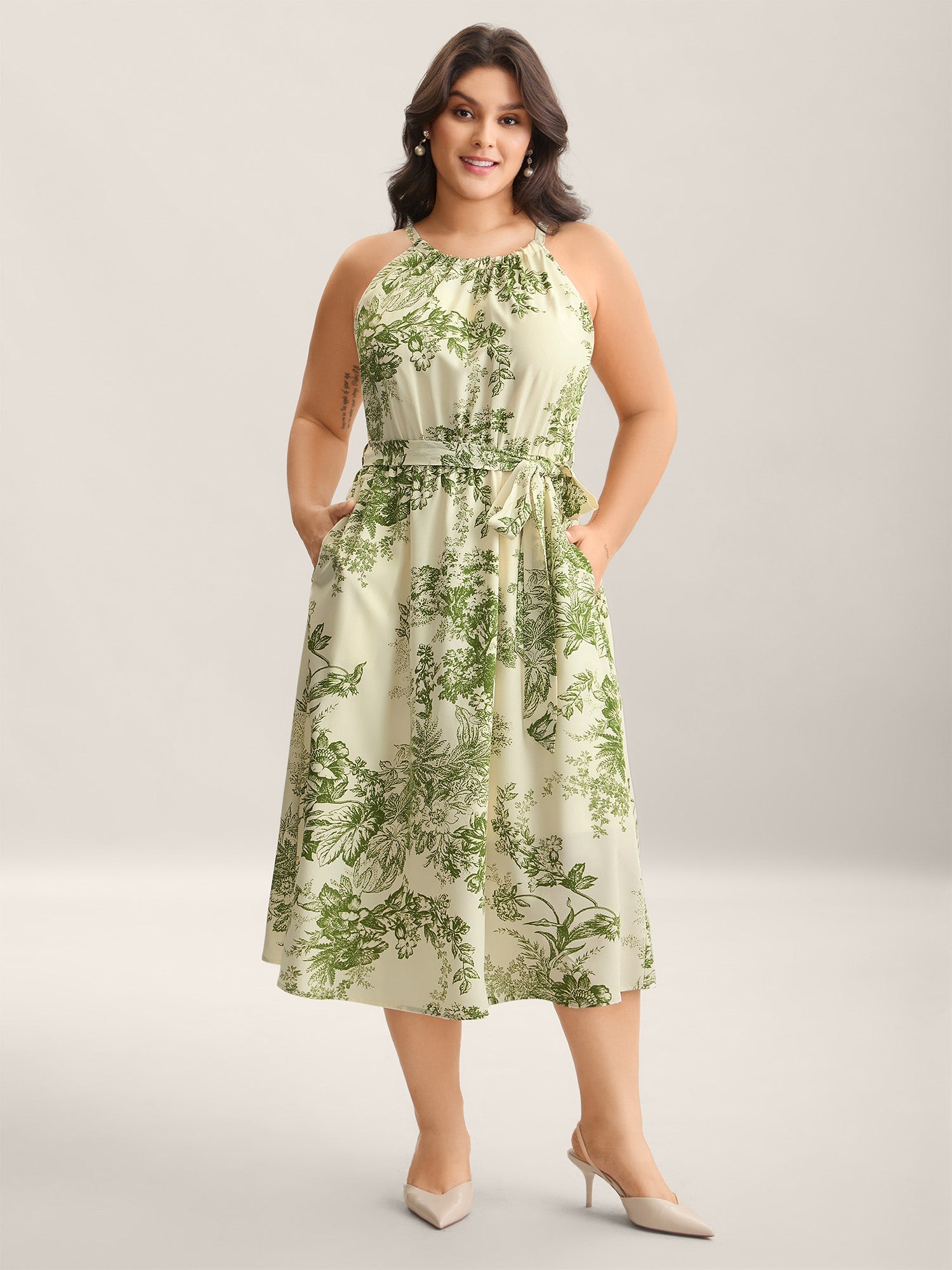 Spring Time Florals Sleeveless Midi Dress