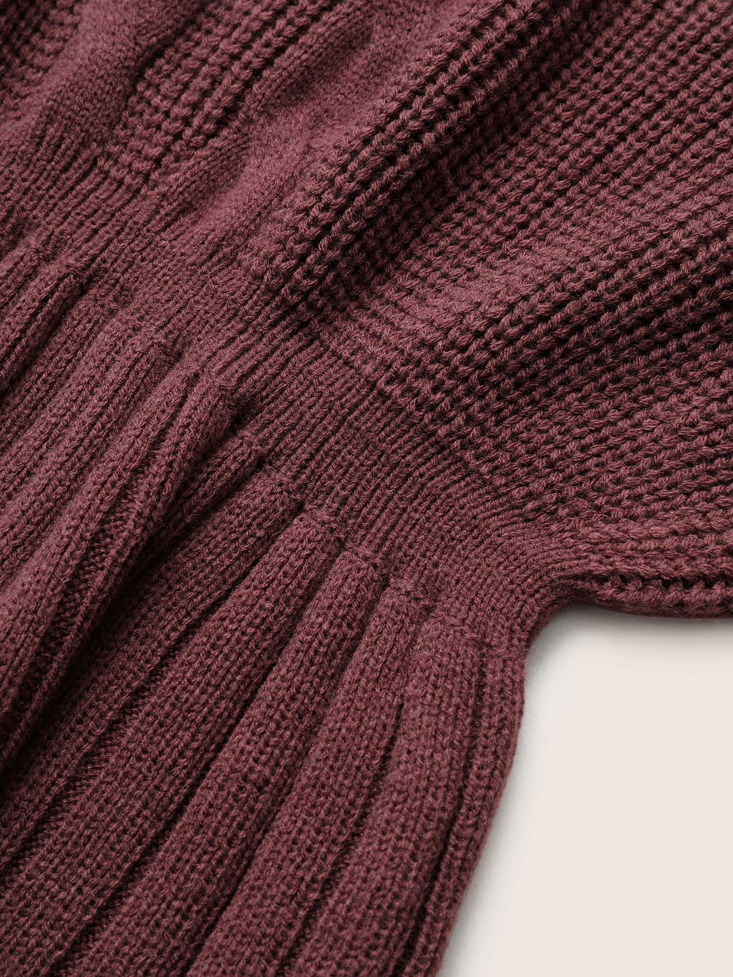 Solid Cable Knit Elastic Waist Pullover