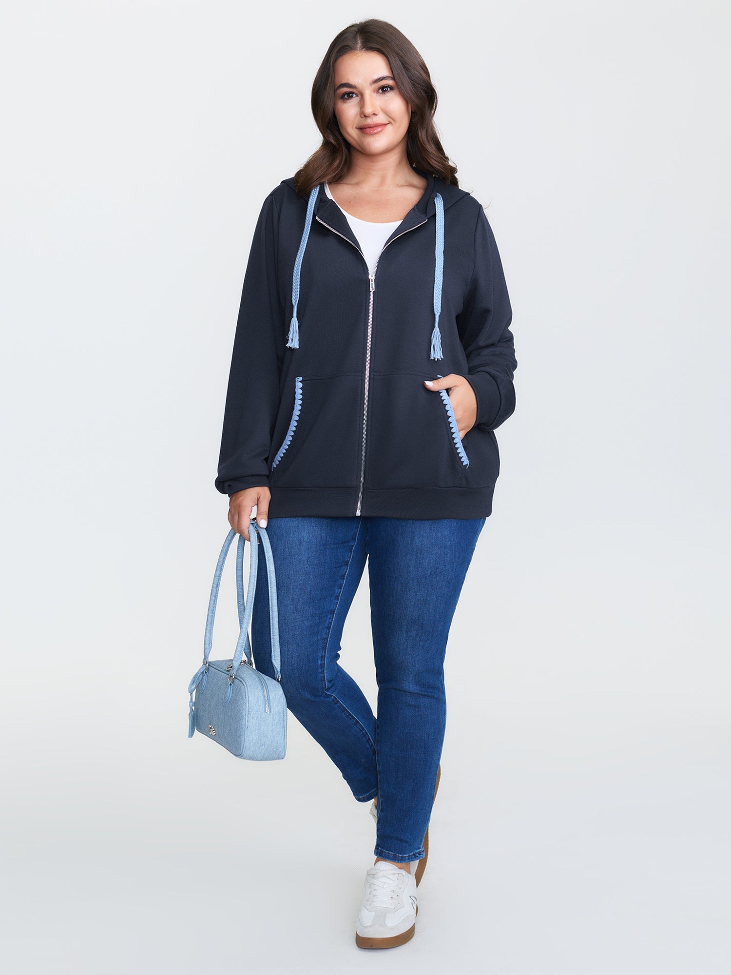 Stretchy Color Contrast Zipper Jacket